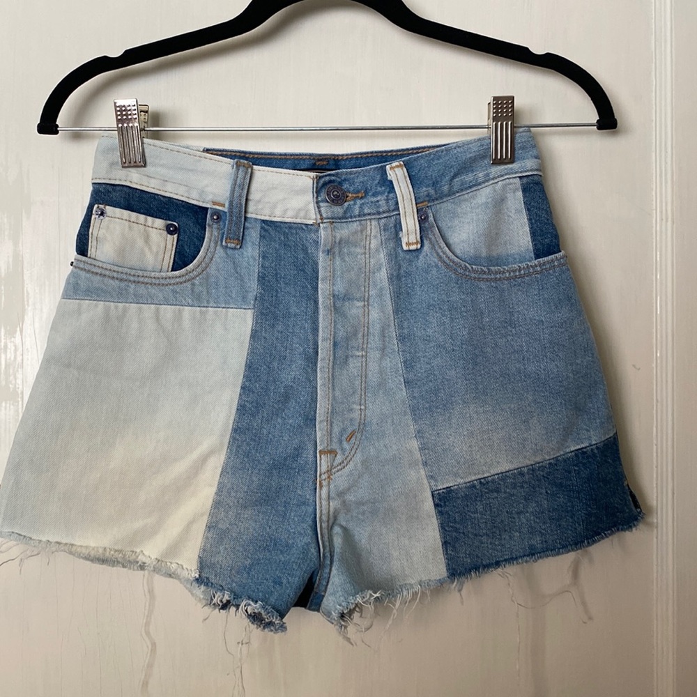 abercrombie denim patchwork shorts
